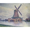 thumbnail image 2 of Signac, Paul 14x12 Black Ornate Wood Framed with Double Matting Museum Art Print Titled - Moulin DEdam, 2 of 4