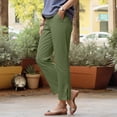 thumbnail image 2 of KPOPLK Linen Pants Women Wide Leg Palazzo Summer Flowy Pants Beach Vacation Clothes Elastic Waist Travel Trousers with Pockets Size XXL,AG, 2 of 8