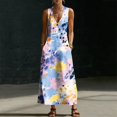 thumbnail image 7 of Wxolcjlv Women's Watercolor Print Maxi Dress Sleeveless Button Accent Pocket Beach Sundress, 7 of 7