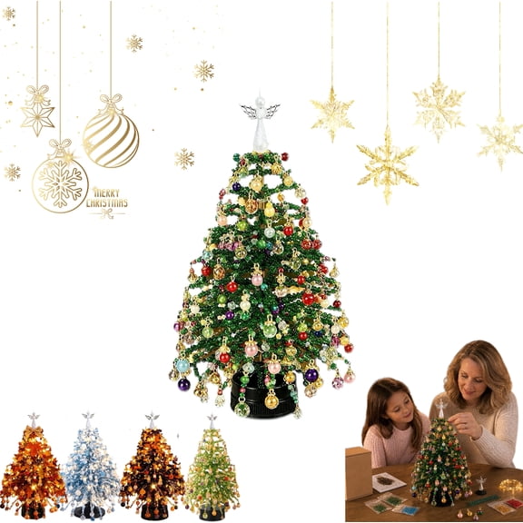 DIY Beaded Christmas Tree Kit, 3D Crystal Craft Set for Adults with Colorful Beads and Wire, Tabletop Holiday Decoration, Relaxing Beading Project, Christmas Gift for Family