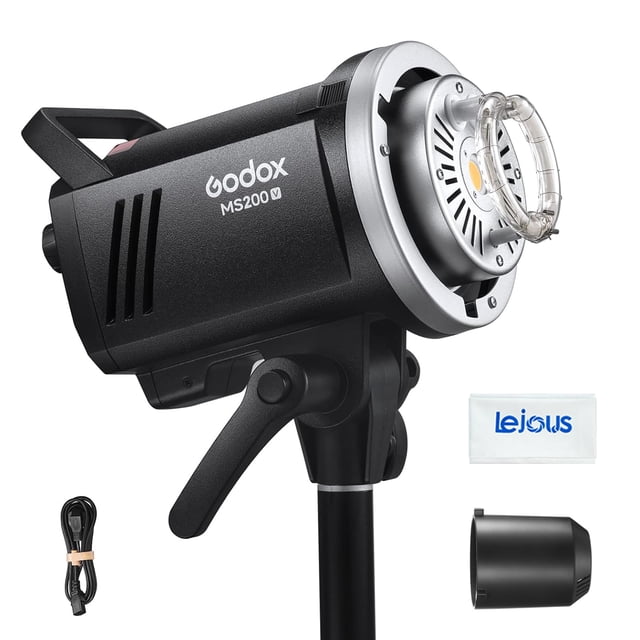 Godox MS200V Compact Studio Strobe Flash Light, 200ws GN53 5600K Bowens Mount Monolight, 2.4G Wireless X System, 10W LED Modeling Lamp, for Wedding Po
