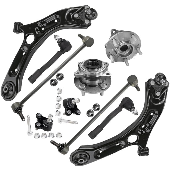 Detroit Axle - 10pc Front End Kit for Hyundai 2015 Sonata, 2016-2018 Kia Optima, Lower Control Arms Outer Tie Rods Sway Bars Lower Ball Joints Wheel Bearing Hubs