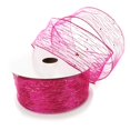 thumbnail image 1 of Ribbon Traditions Horizontal Glitter/Sequin Stripes Sheer Wired Ribbon 2 1/2 Inch by 25 Yards - Hot Pink, 1 of 4