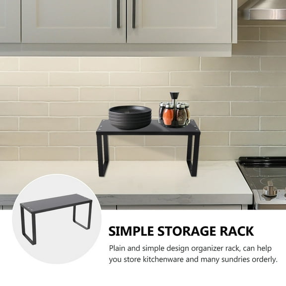 Baluue Black Kitchenware Holder Rack Organizer Shelf for Cabinet Storage and Kitchen Use