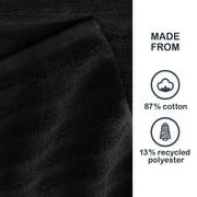 Mainstays Performance Cotton Washcloth, Super Soft Quick Dry Fade Resistant, Solid Black
