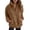 Brown, variant on Fuzzy Ribbed Fleece Stand Collar Jacket for Women, Full Zip Long Sleeve with Pockets, Casual Fall Winter Outerwear, 1 Piece, S-5XL, Plus Size Friendly
