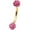Pink Gem / Gold Bar, variant on Anodized Titanium Curved Barbell 16G Eyebrow Ring with Ferido Ball Ends