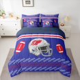 thumbnail image 2 of Homewish Cartoon Sport Helmet Bedding Comforter Set 7pcs for Teen, Modern Football Soccer Lover King Bedding Sets, Royal Blue Reversible Bed Sheets, Super Cozy Room Decor, 2 of 7