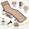 thumbnail image 4 of SLSRFD 22.4" Outdoor Folding Tanning Chair, Chaise Lounge Chairs with 5 Back Position Adjustable, Extended Portable Lounger for Beach, Patio, Beige, 4 of 10