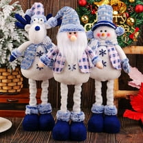 Dserfhy Long Leg Christmas Plush Doll Standing Santa Snowman Reindeer Figure with Stretchable Leg for Holiday Winter Home Decoration