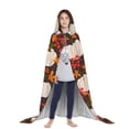 thumbnail image 3 of Honeii Autumn White Pumpkin Print Poncho Cape, Cloak Coat, Snuggly Hooded Wearable Blanket, Hooded Cape For Teenagers,Halloween Costumes-Large, 3 of 7