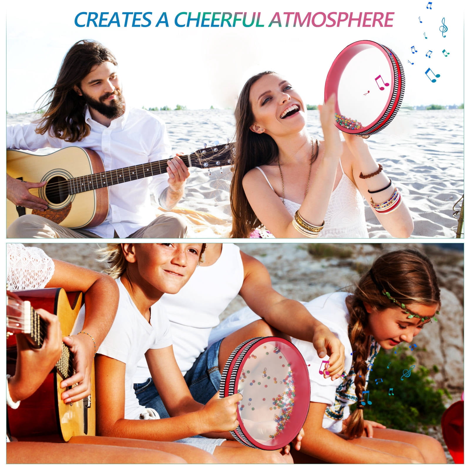 OUNONA Ocean Drum for Performance Multi Color Wood and Iron Easy to Use Relaxing Percussion Instrument 10.0 Inches