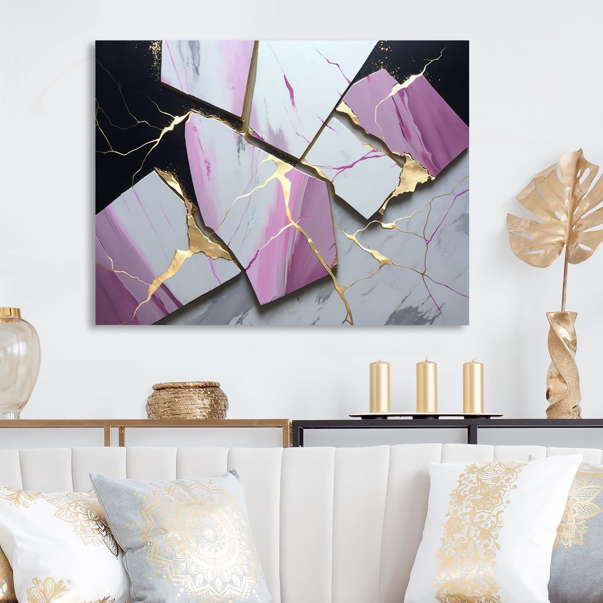Designart Abstract Geode Pink II Canvas Wall Art