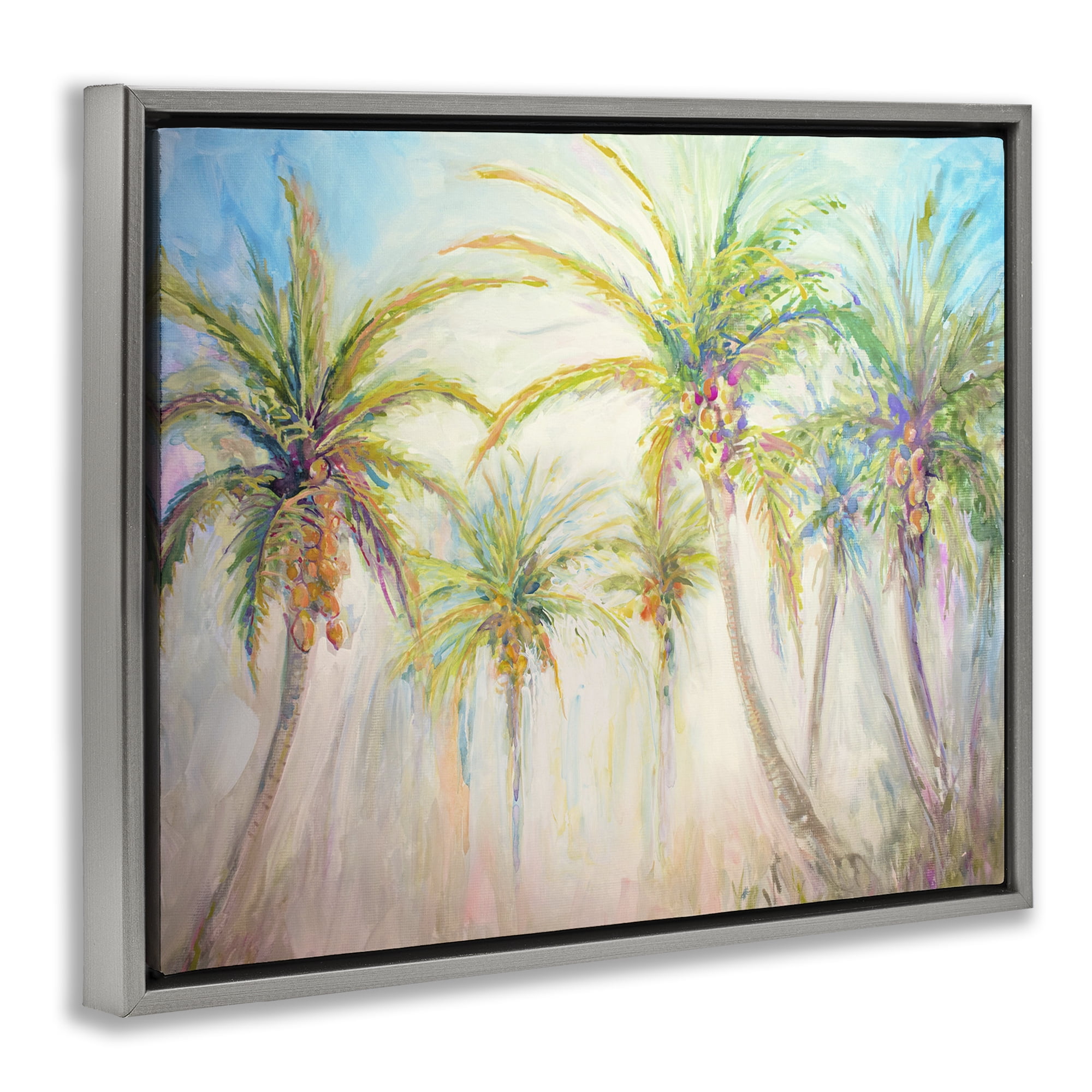 Stupell Industries Swaying Palms Abstract Botanical & Floral Painting Gray Floater Framed Canvas Art Print Wall Art, 31 x 25