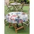 thumbnail image 5 of Outdoor Tablecloth with Umbrella Hole Zipper Navy Blue Coastal Round Tablecloth 54" Waterproof Outside Table Cloth Coral Turtle Starfish Jellyfish Patio Table Cover Tablecloths for Picnic Party, 5 of 8