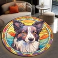 thumbnail image 4 of Circle Area Rug, Border Collie2 Washable Non-Slip Floor Carpet, Soft Rug for Living Room Bedroom Decor 71 Inch, 4 of 6