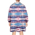 thumbnail image 2 of Wearable Oversized Blanket,Pink and Teal Triangular and Rectangular Geometric Boho Wearable Blanket Hoodie for Adults,Cozy Hooded Blankets with Super Pockets,Super Warm Fuzzy Pullover for Women & Men, 2 of 6