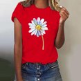 thumbnail image 5 of Hauts d'Été pour Femmes, Blouses Décontractées Élégantes 2024, T-Shirts à Manches Courtes Imprimés, Col Rond, Ample, Rouge, 5 of 5