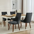 thumbnail image 2 of Black Mid Century Dining Chairs Set of 4, Modern Kitchen & Dining Room Chairs Set of 4, Linen Upholstered Kitchen Chairs for Dining Table, Sillas de Comedor, Wood Legs (Black, 4 Pcs), 2 of 11