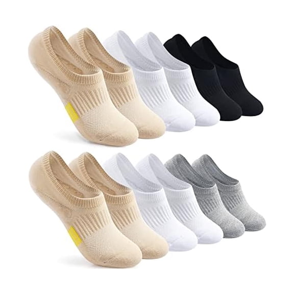 Eryueer No Show Socks Womens Cushioned Low Cut Invisible Footies for Running Athletic Gym Ankle Socks 6 Pairs