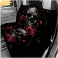 thumbnail image 3 of Pzuqiu Skull Red Rose 14 Pcs Interior Set Front Rear Seat Covers for Cars Steering Wheel Seat Belt Headrest Coasters Center Console Cushion Pad Key Chain Decorative Universal Fit Most Vehicles, 3 of 7