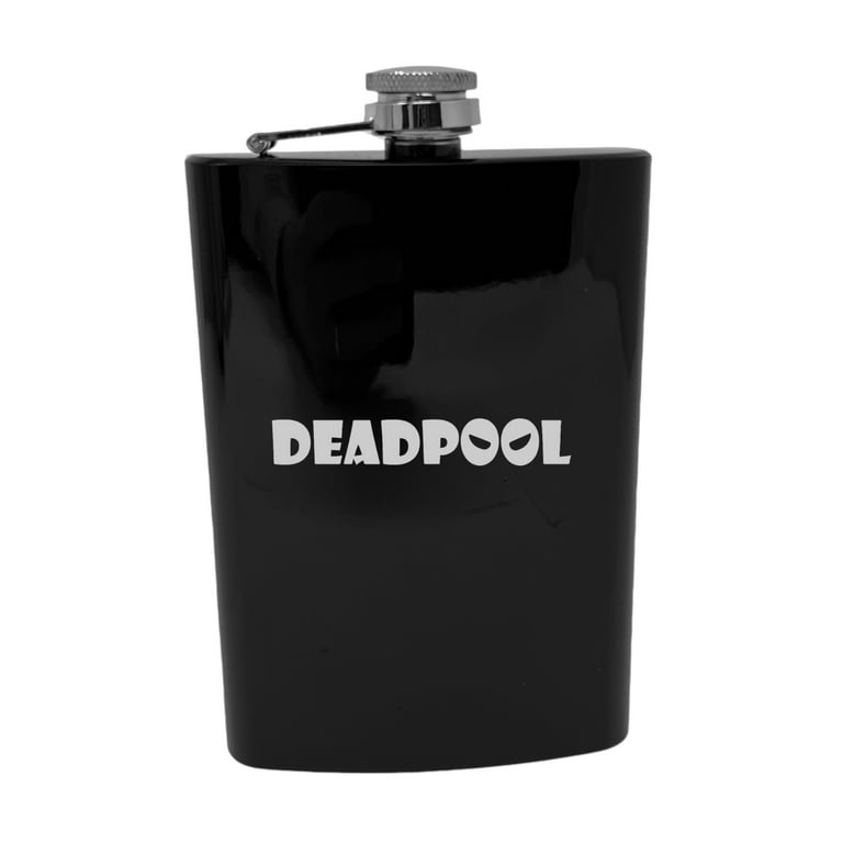 8OZ Deadpool Flask - BLACK, RED, STAINLESS, OR 6OZ LEATHER 8OZ Deadpool Flask - BLACK, RED, STAINLESS, OR 6OZ LEATHER