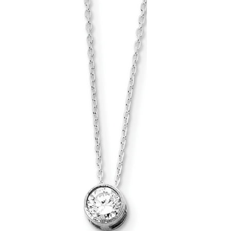 Leslies Fine Jewelry Designer 925 Sterling Silver Rhodium-plated CZ on 16 Chain Necklace Pendant