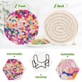 thumbnail image 4 of Yayeee 6 PCS Drink Coasters with Holder Set Woven Absorbent Round Tabletop Hot Pad, Purple Colorful Circles, 4 of 7