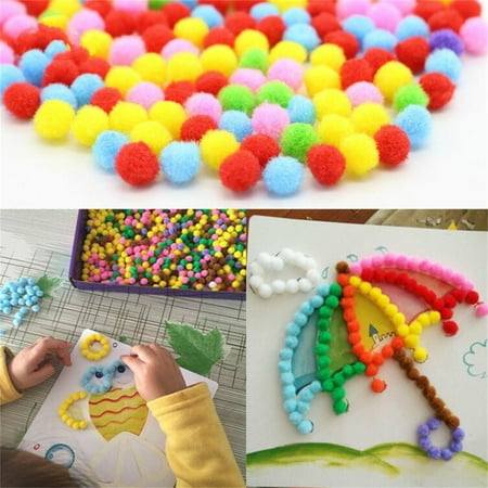 Kids Crafts - 2 Pcs/Set Plush Ball Painting Stickers Creative DIY Material Educational Toys Children Puzzles Crafts Toy random color pattern 10ml