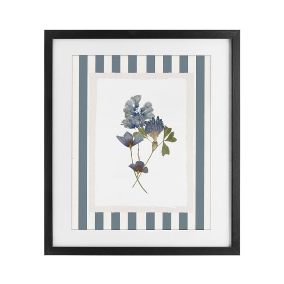 Stupell Industries French Country Blue Summer Memory Florals Black Framed Print Under Glass, 17 x 21, by Val Rhodes