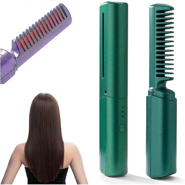 Mini plancha de pelo recargable, peine alisador eléctrico, cepillo alisador iónico con 3 niveles de calor, mini plancha de viaje portátil.