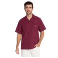 thumbnail image 3 of 9 Crowns Essentials Men's Guayabera Button Down Shirt (Burgundy, Large), 3 of 4