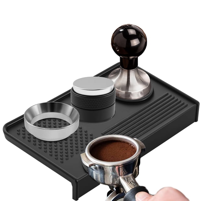Tapete de Silicona Espresso 10.43"x5.51" Duradera para Café Tamper con Doble Agujero Impermeable Espresso Tamper para Mostrador