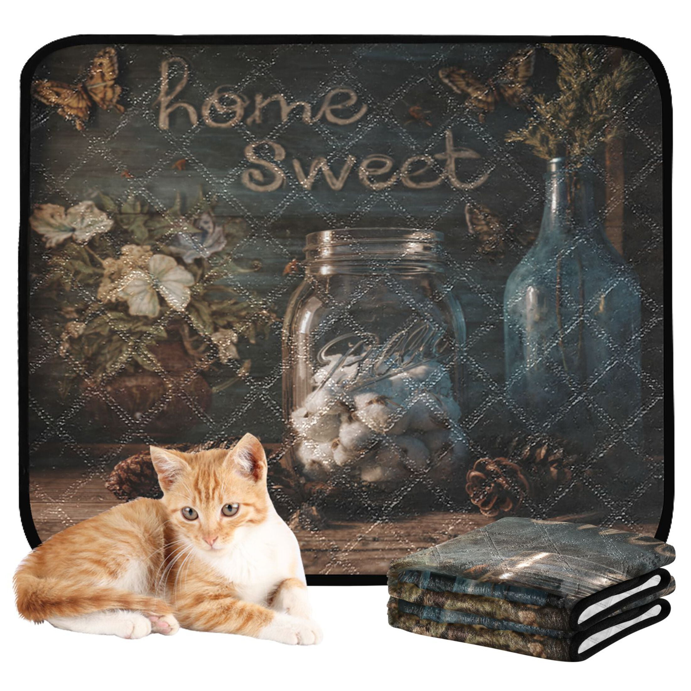 Qxltty Home Sweet Cat litter Pads Pet Set of 2 Diaper Mats Center Anti-leakage Layer Absorbent Soft and Comfortable