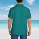 thumbnail image 4 of Balery Teal Camisas hawaianas de manga corta para hombre, camisas playeras de corte holgado, camisas de vacaciones con botones,Medium, 4 of 7