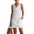 thumbnail image 2 of Noric Women Cotton Linen Summer Sleeveless Dresses Casual Cowl Neck with Pockets Solid Color Mini Dress Trendy 2026, 2 of 6