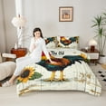 thumbnail image 3 of jejeloiu Orange Sunflower Floral Queen Comforter Set,Rustic Farm Chicken Bedding Sets,Old Wooden Board Bedding Comforter Set,Breathable Bedroom Decorative Reversible,3 Pieces, 3 of 7