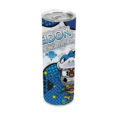 Smashcraft 20 ounce Stainless Steel Double Walled Insulated Travel Tumbler Coffee Mug Cup, Poseidon Chibi