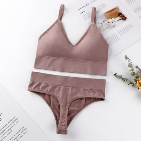 

Female Underwear Set Women Bra Panties Set Push Up Bra Seamless Brief 3/4 Cup Bra G-String Wire Free Padded Bra Thong Lingerie