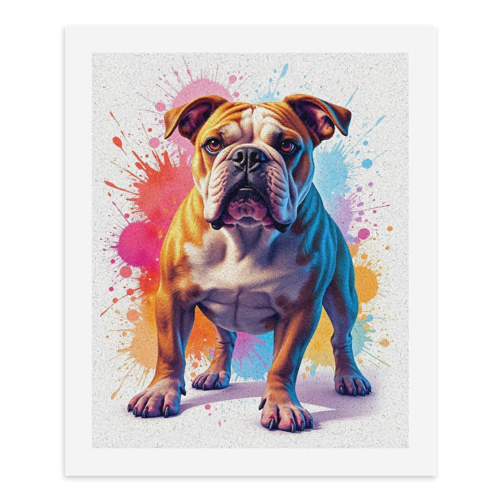 Paint by Numbers Kit for Adults, Bulldog Colorful Paint Splash Art Paint by Numbers, Easy Paint by Numbers Kit for Adults Beginner, DIY Adult Paint by Number Kits on Canvas, Home Decor