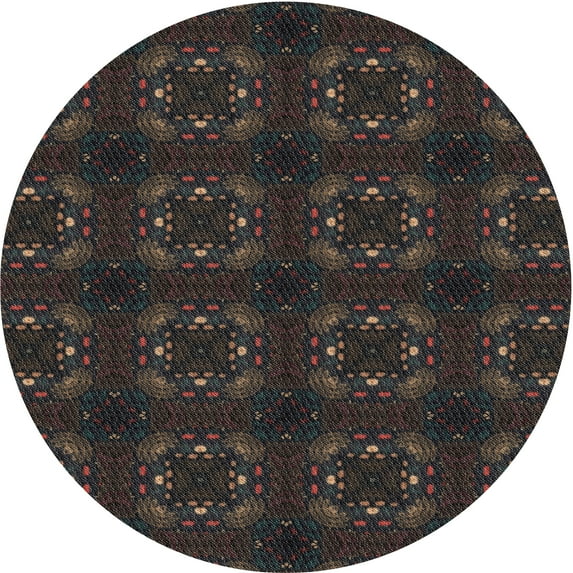 Ahgly Company Indoor Round Patterned Mid Gray Novelty Area Rugs, 6' Round