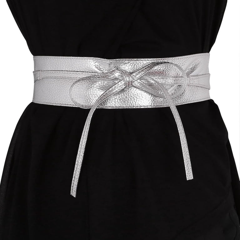 Women Soft PU Leather Obi Belt Self Tie Wrap Cinch Belt  display picture 2