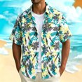 thumbnail image 2 of Moxiu Men's Short Sleeve Button Up Hawaiian Shirt Holiday Floral Tropical Summer Beach Vacation Shirt for Resort Cruise, 2 of 6