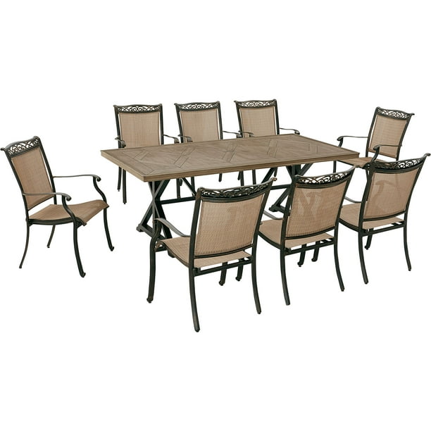 Hanover Fontana 9 Piece Outdoor Dining, Outdoor Dining Chairs For Farmhouse Table