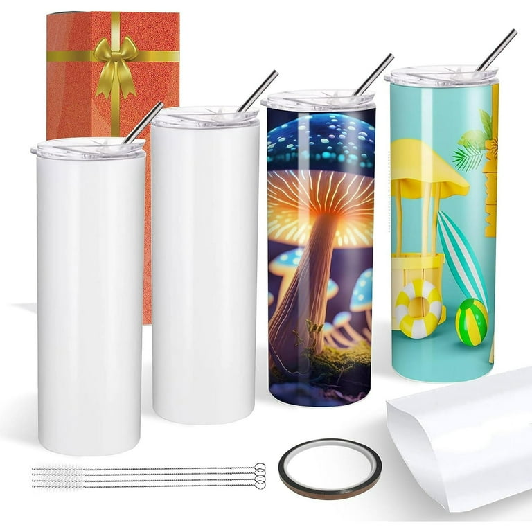 On sale 12 Pack 20oz Straight Stainless Sublimation Tumblers Shrink Wrap-STAINLESS COLOR