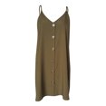 thumbnail image 6 of IROINNID Sundress For Women Ladies Fashion Solid Color Loose Sleeveless Sling Button Dress V-Neck Knee-Length Dress, 6 of 7