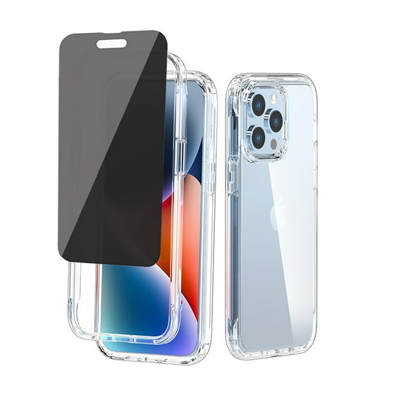 Xhy for iPhone 15 Pro Case with Privacy Screen Protector 2 in 1 Reinforced Bumper Anti Scratch Transparent Shockproof Non-Yellowing Crystal Clear Case iPhone 15 Pro 6.1 inch 2023 Phone
