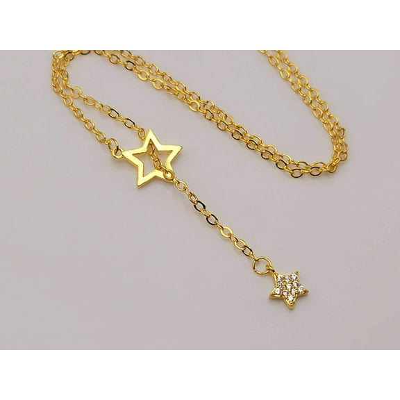 Trendy Star Choking Necklace -Golden tone