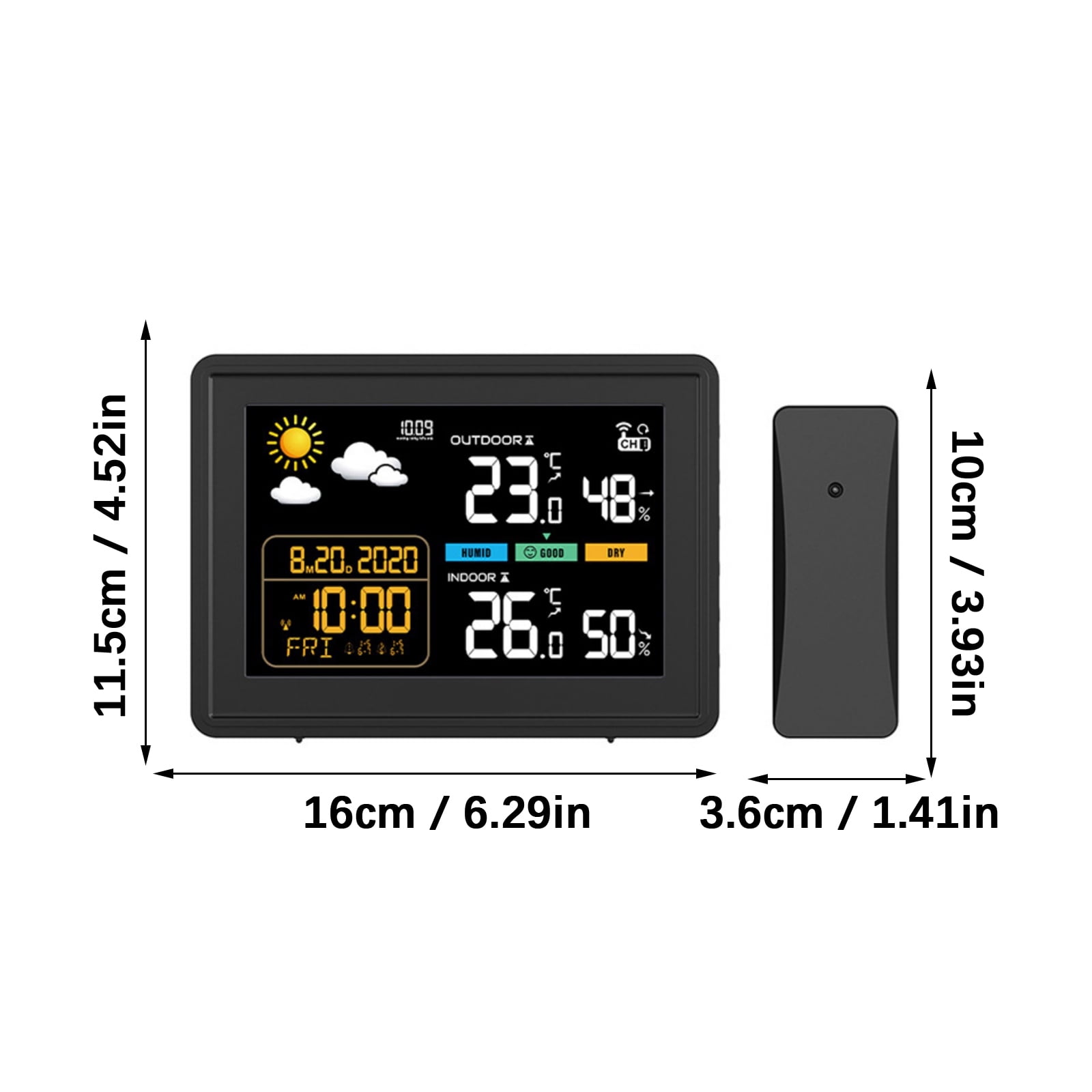 Digital Temperature Humidity Meter with Alarm Clock, Desktop Hygrometer for Home Office LCD Display