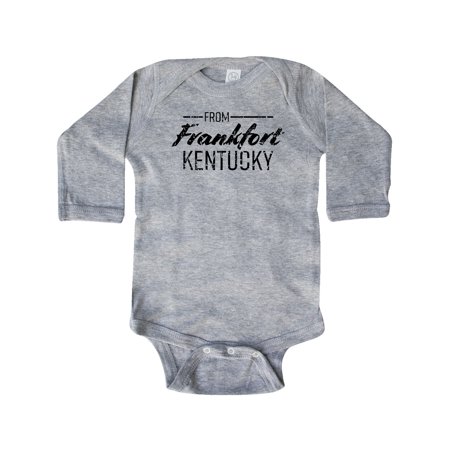 

Inktastic From Frankfort Kentucky in Black Distressed Text Gift Baby Boy or Baby Girl Long Sleeve Bodysuit